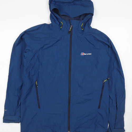 Berghaus Men's Blue M Hooded Waterproof Rain Jacket Hiking
