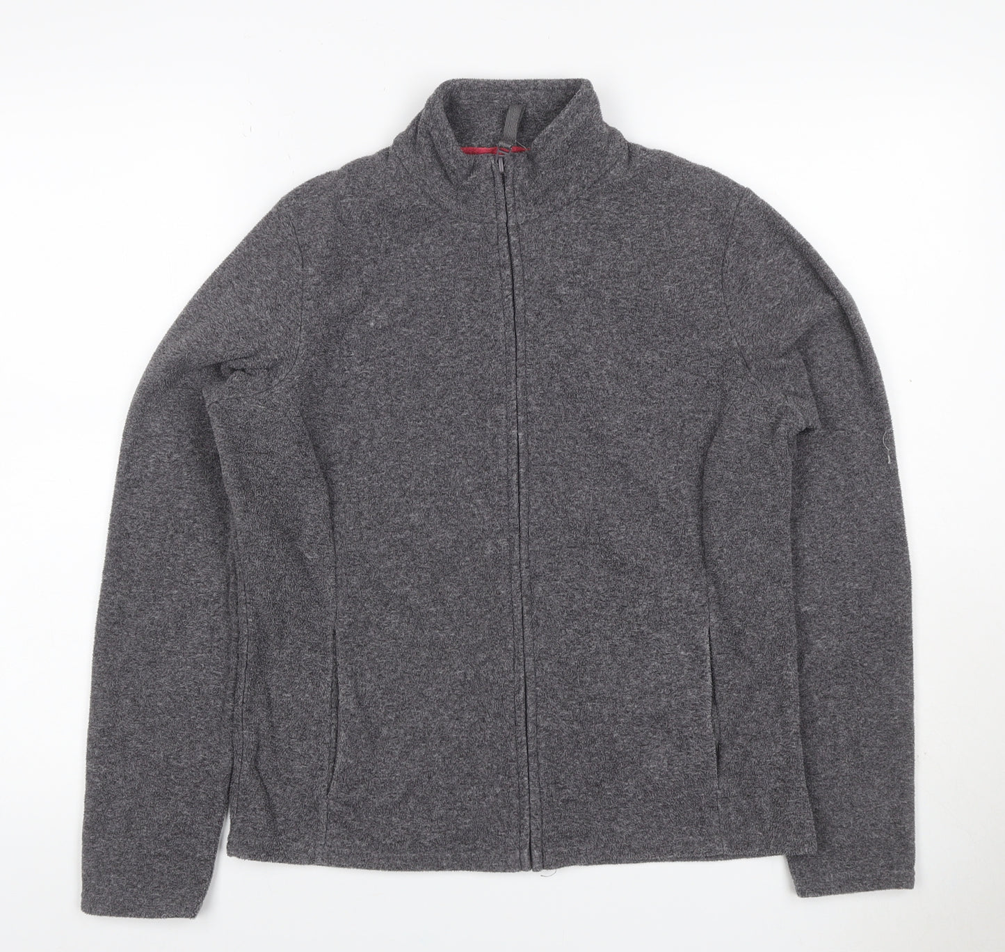 Marks & Spencer Women Grey UK 14 Full Zip Fleece Jacket Collared