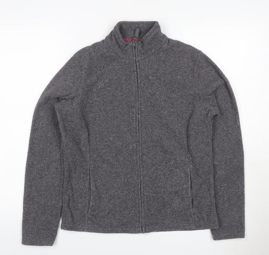 Marks & Spencer Women Grey UK 14 Full Zip Fleece Jacket Collared