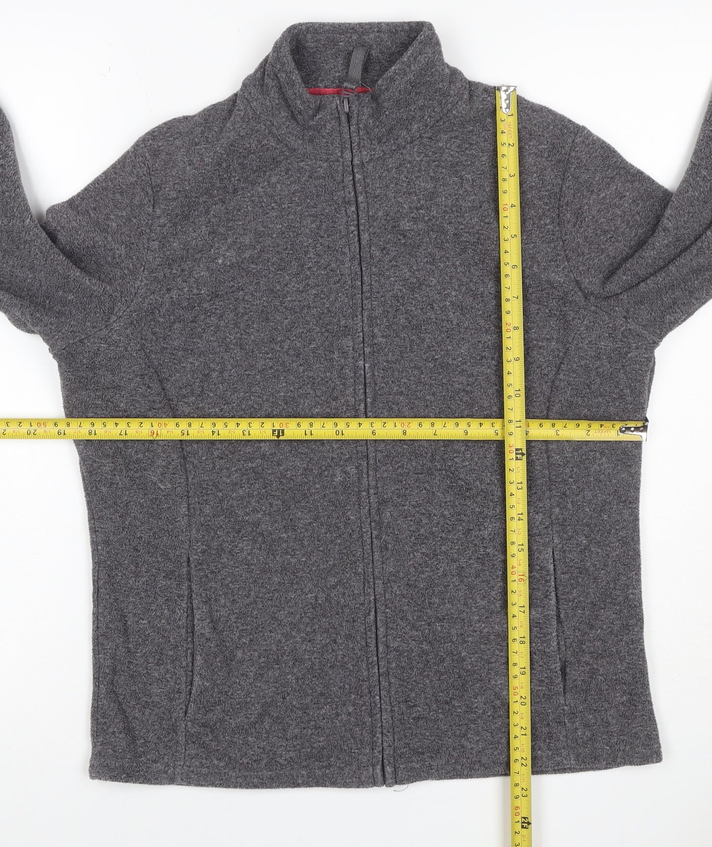 Marks & Spencer Women Grey UK 14 Full Zip Fleece Jacket Collared