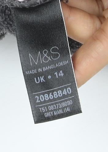 Marks & Spencer Women Grey UK 14 Full Zip Fleece Jacket Collared