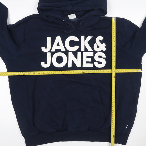 Jack & Jones Mens Navy 3XL Pullover Graphic Print Hoodie