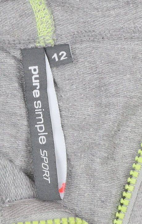Pure Simple Sport Women Grey Size 12 Full Zip Hooded Hoodie