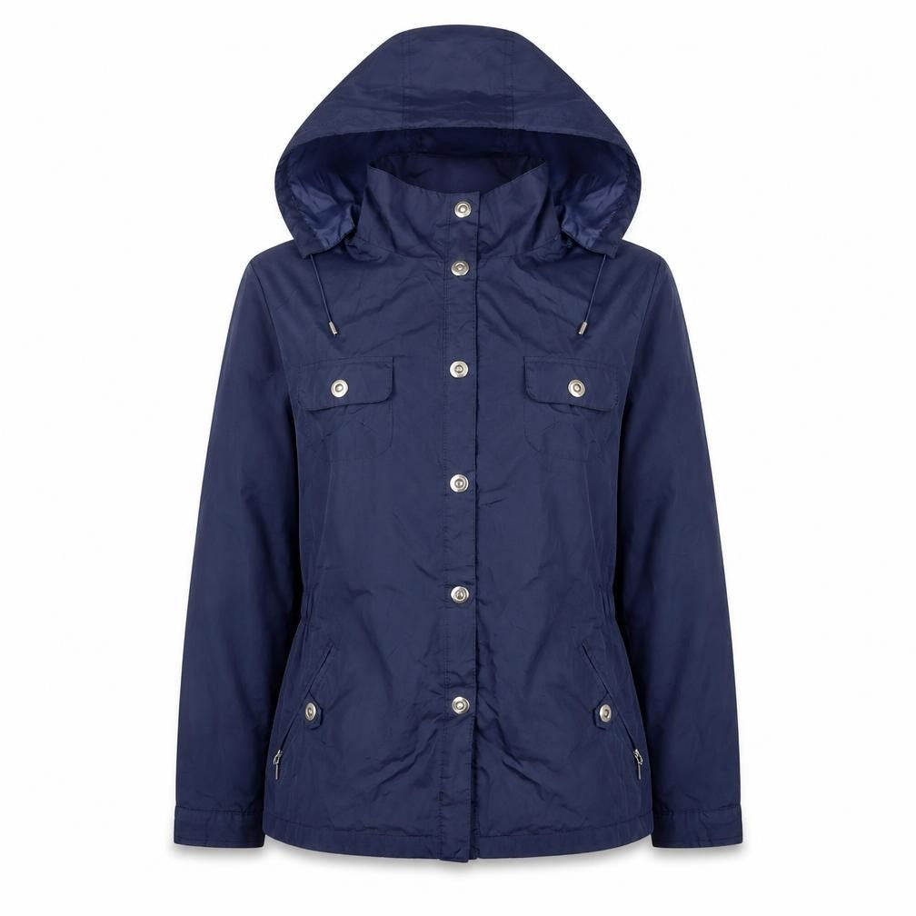 Dunnes Stores Women Blue UK 12 Hooded Parka Jacket Zip Pockets