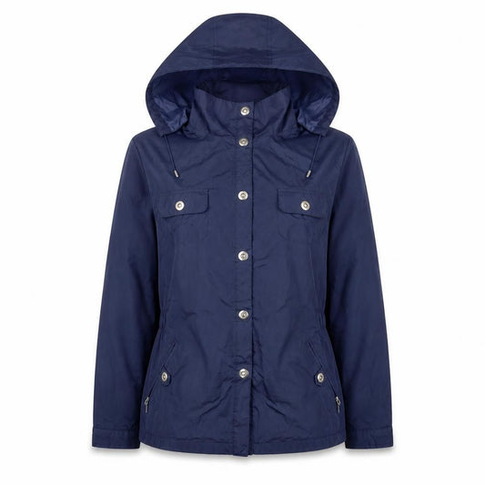 Dunnes Stores Women Blue UK 12 Hooded Parka Jacket Zip Pockets