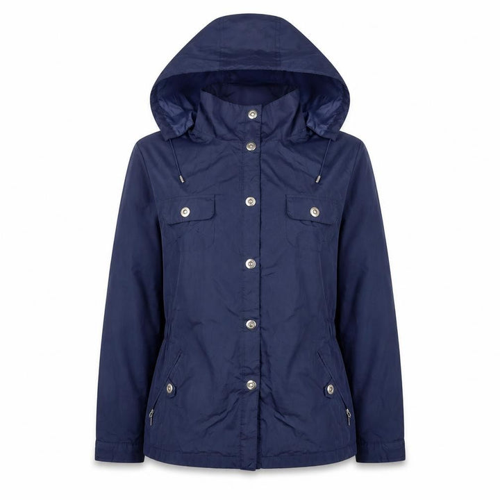 Dunnes Stores Women Blue UK 12 Hooded Parka Jacket Zip Pockets