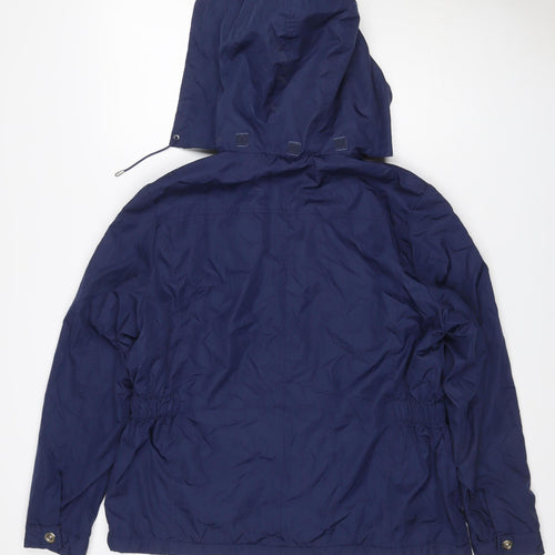 Dunnes Stores Women Blue UK 12 Hooded Parka Jacket Zip Pockets