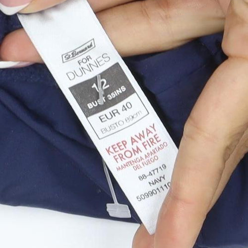 Dunnes Stores Women Blue UK 12 Hooded Parka Jacket Zip Pockets
