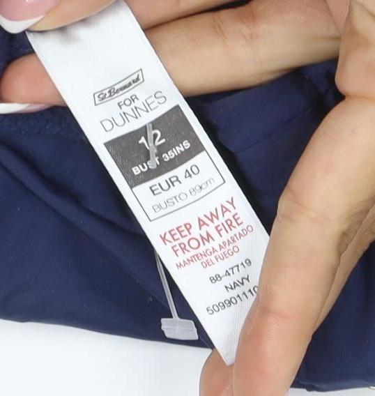 Dunnes Stores Women Blue UK 12 Hooded Parka Jacket Zip Pockets