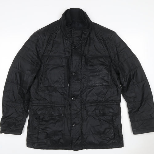 Hugo Boss Men’s Black UK 50 Quilted Puffer Jacket Insulated Mid-Length