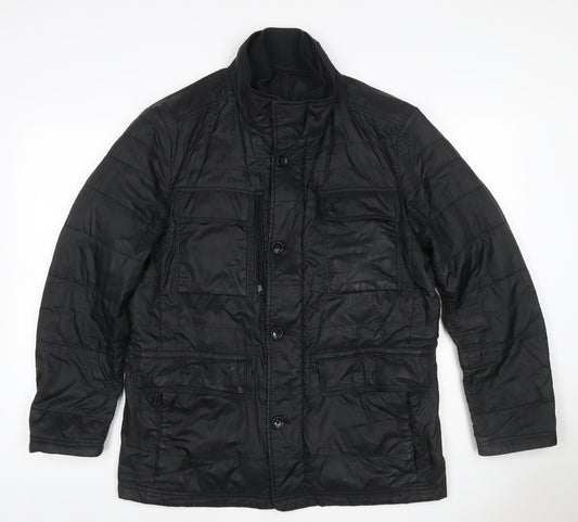 Hugo Boss Men’s Black UK 50 Quilted Puffer Jacket Insulated Mid-Length