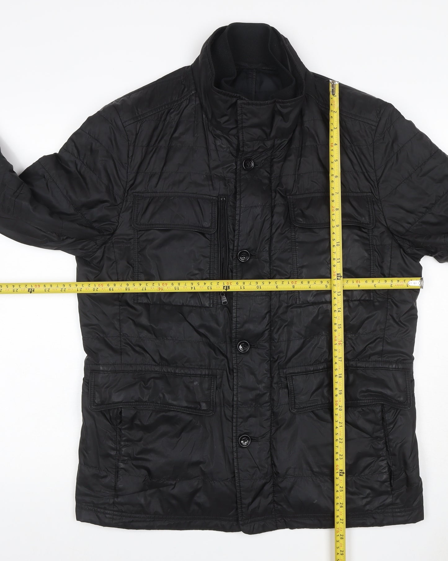 Hugo Boss Men’s Black UK 50 Quilted Puffer Jacket Insulated Mid-Length