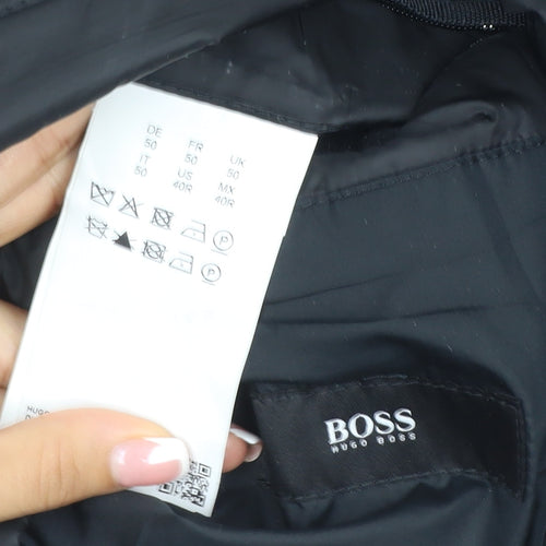 Hugo Boss Men’s Black UK 50 Quilted Puffer Jacket Insulated Mid-Length