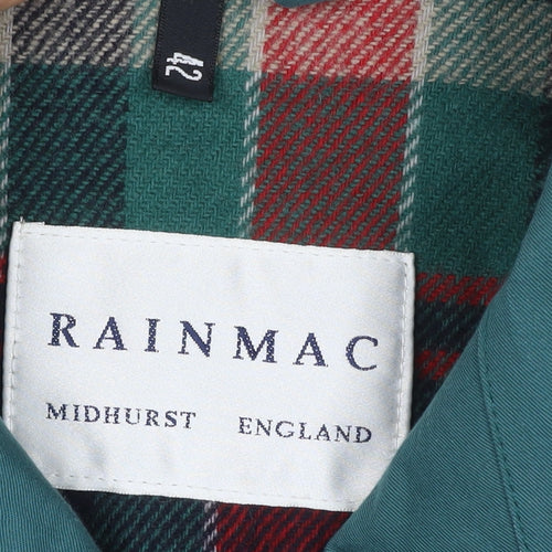 Rainmac Women’s Green Size 12 Belted Long Rain Coat Plaid Lined