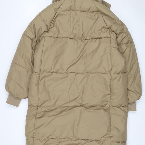 DYG Dianxige Women’s Beige L Long Hooded Puffer Jacket