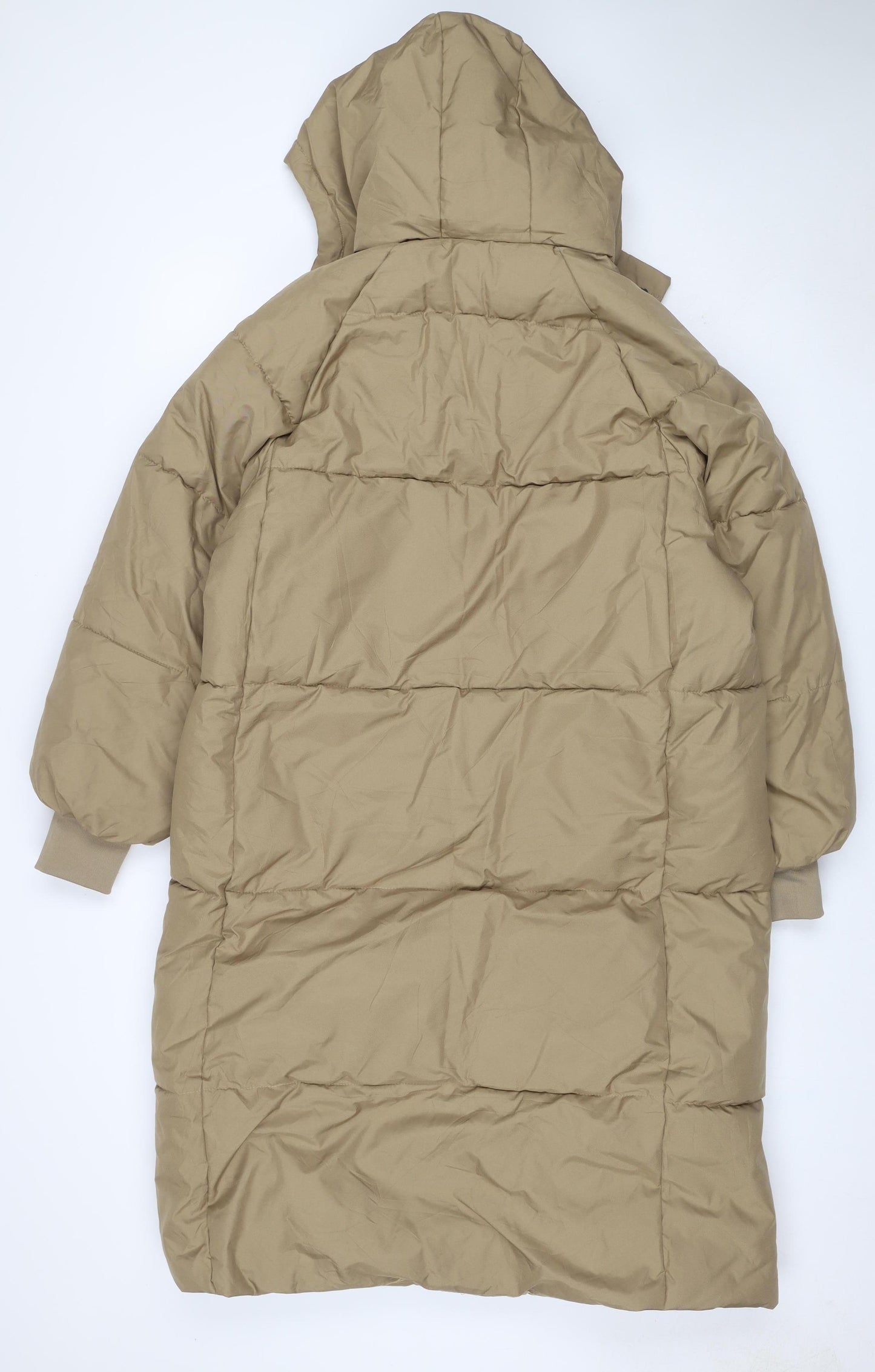 DYG Dianxige Women’s Beige L Long Hooded Puffer Jacket