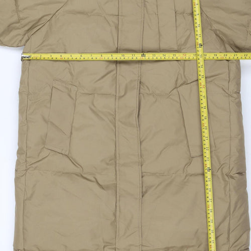 DYG Dianxige Women’s Beige L Long Hooded Puffer Jacket