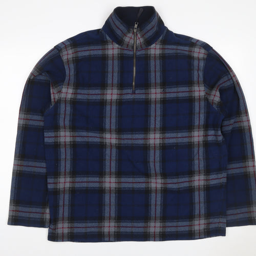 Nautica Men’s Blue Plaid XL Quarter Zip Fleece Pullover Sweatshirt