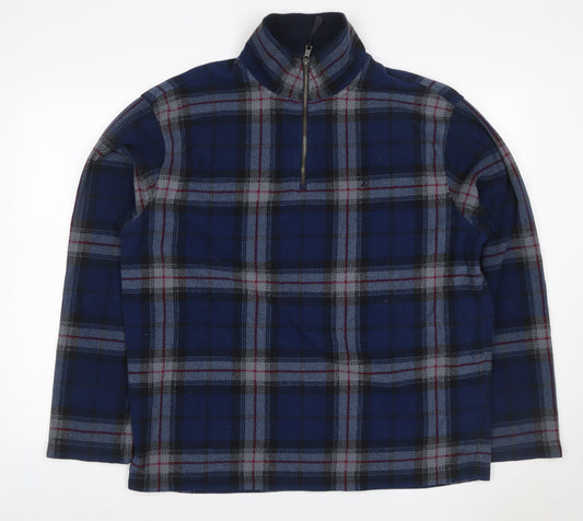 Nautica Men’s Blue Plaid XL Quarter Zip Fleece Pullover Sweatshirt