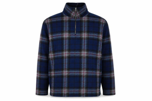 Nautica Men’s Blue Plaid XL Quarter Zip Fleece Pullover Sweatshirt