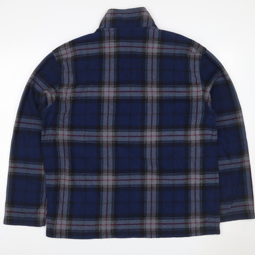 Nautica Men’s Blue Plaid XL Quarter Zip Fleece Pullover Sweatshirt