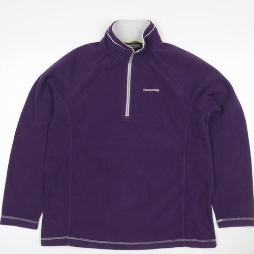Craghoppers Women's Purple UK 16 1/4 Zip Fleece Pullover Sweatshirt
