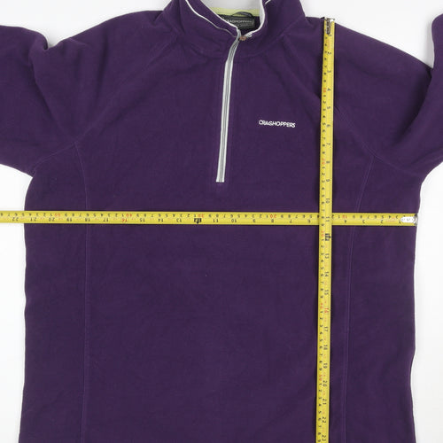Craghoppers Women's Purple UK 16 1/4 Zip Fleece Pullover Sweatshirt