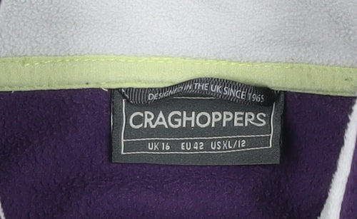 Craghoppers Women's Purple UK 16 1/4 Zip Fleece Pullover Sweatshirt