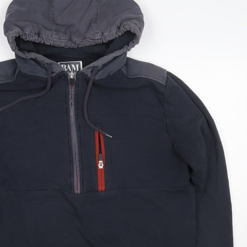 BAM Bamboo Clothing Men’s Black L Half Zip Hooded Pullover Hoodie