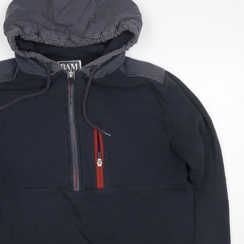 BAM Bamboo Clothing Men’s Black L Half Zip Hooded Pullover Hoodie
