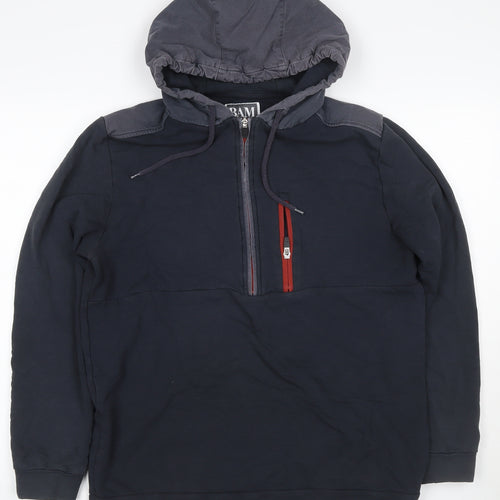 BAM Bamboo Clothing Men’s Black L Half Zip Hooded Pullover Hoodie