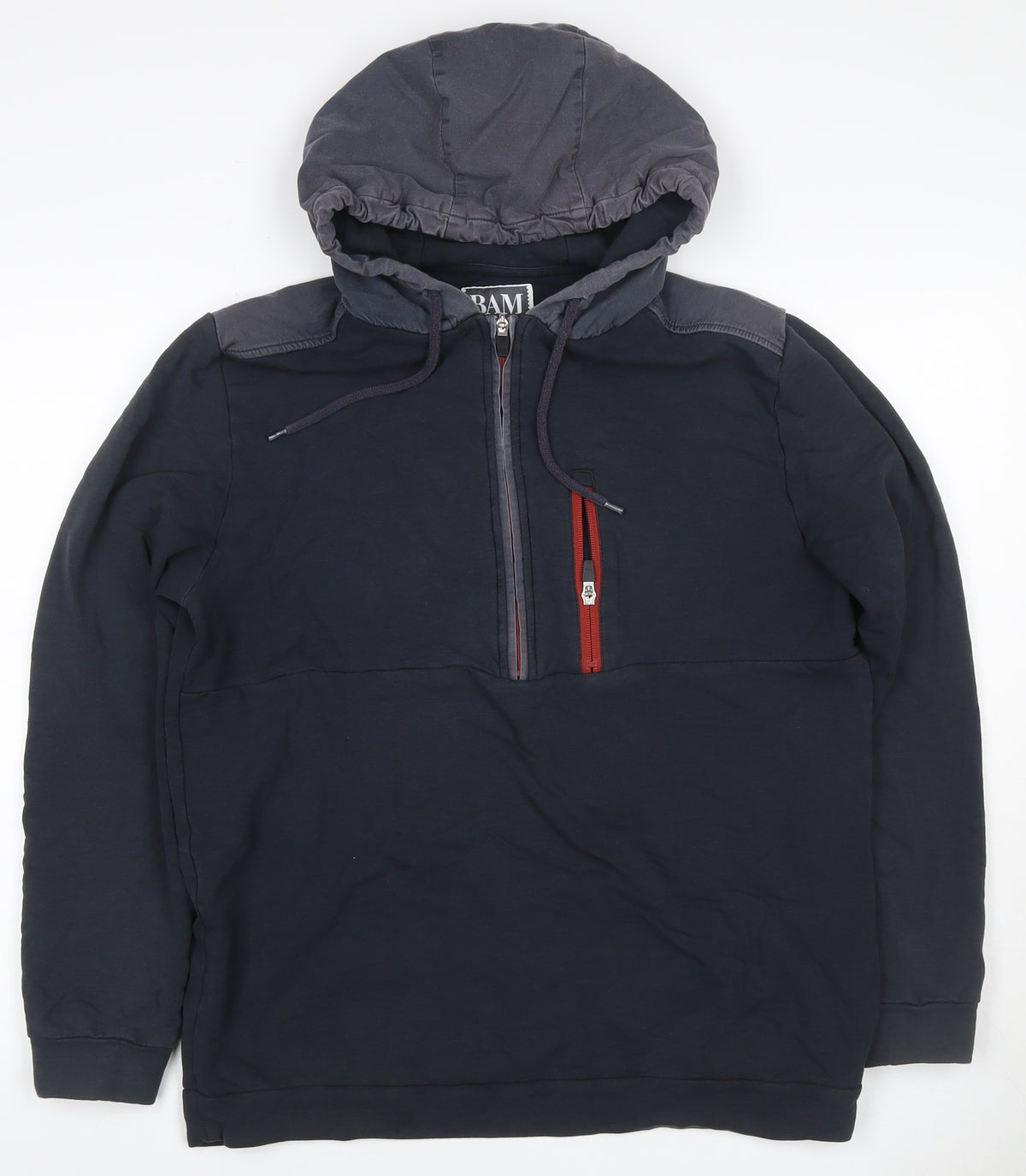 BAM Bamboo Clothing Men’s Black L Half Zip Hooded Pullover Hoodie