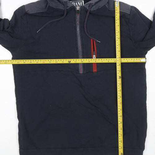 BAM Bamboo Clothing Men’s Black L Half Zip Hooded Pullover Hoodie