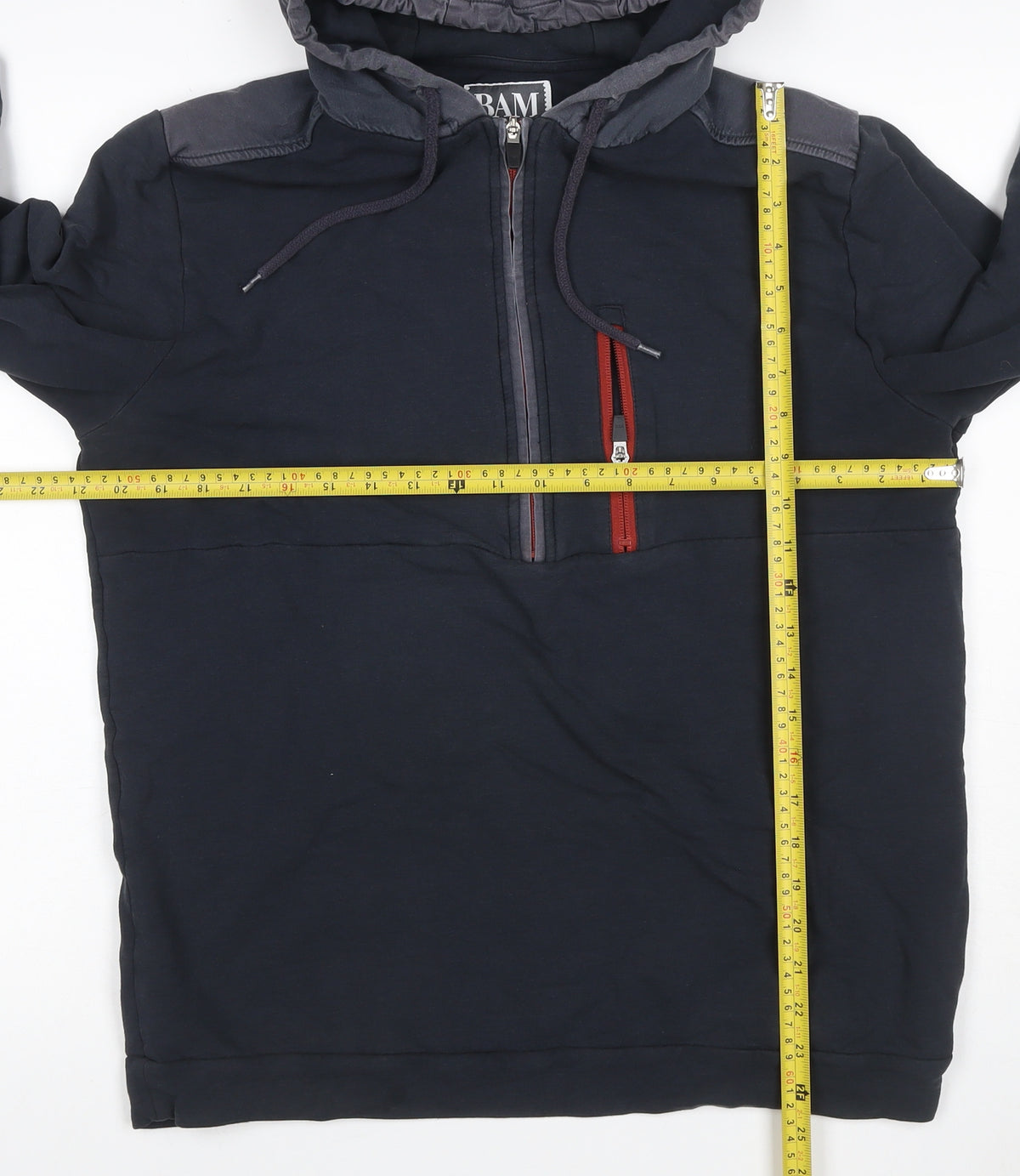 BAM Bamboo Clothing Men’s Black L Half Zip Hooded Pullover Hoodie