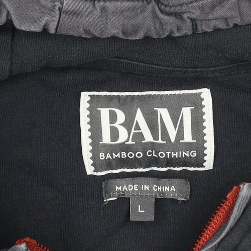 BAM Bamboo Clothing Men’s Black L Half Zip Hooded Pullover Hoodie