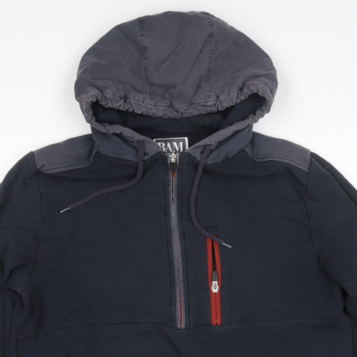 BAM Bamboo Clothing Men’s Black L Half Zip Hooded Pullover Hoodie