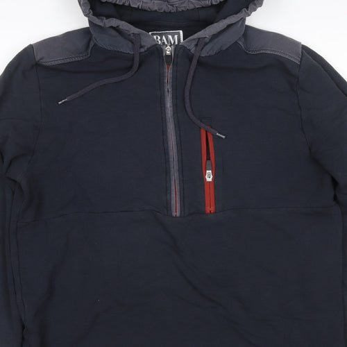 BAM Bamboo Clothing Men’s Black L Half Zip Hooded Pullover Hoodie