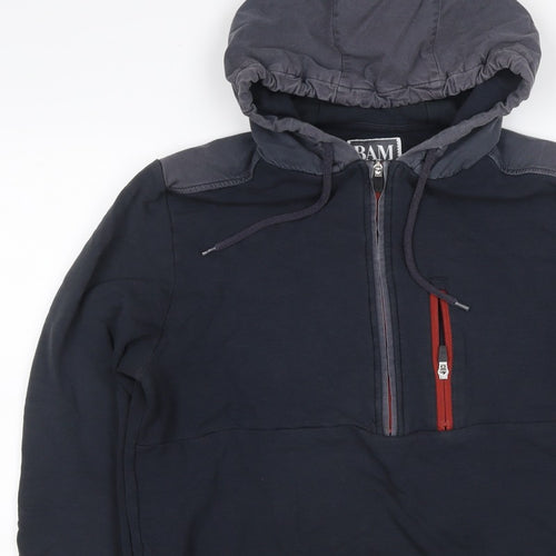 BAM Bamboo Clothing Men’s Black L Half Zip Hooded Pullover Hoodie