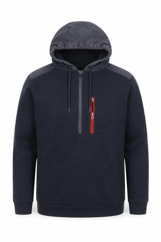 BAM Bamboo Clothing Men’s Black L Half Zip Hooded Pullover Hoodie