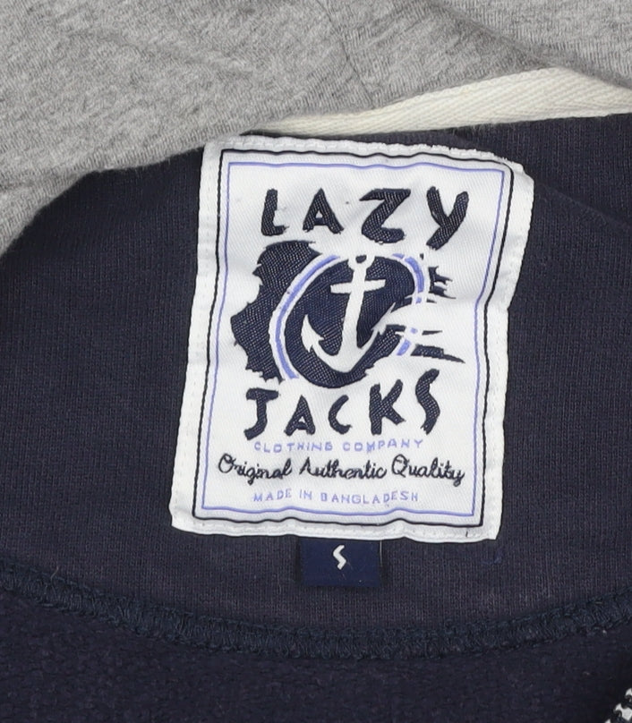 Lazy Jacks Men's Blue S Full Zip Hooded Cotton Nautical Hoodie