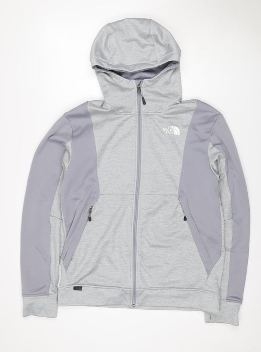 The North Face Men’s Grey M Full Zip Hooded Fleece Logo Hoodie