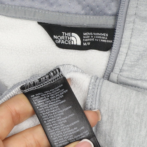 The North Face Men’s Grey M Full Zip Hooded Fleece Logo Hoodie