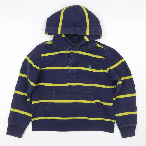 Polo Ralph Lauren Boys Blue Yellow Striped 1/4 Zip Hoodie M 10-12 Years