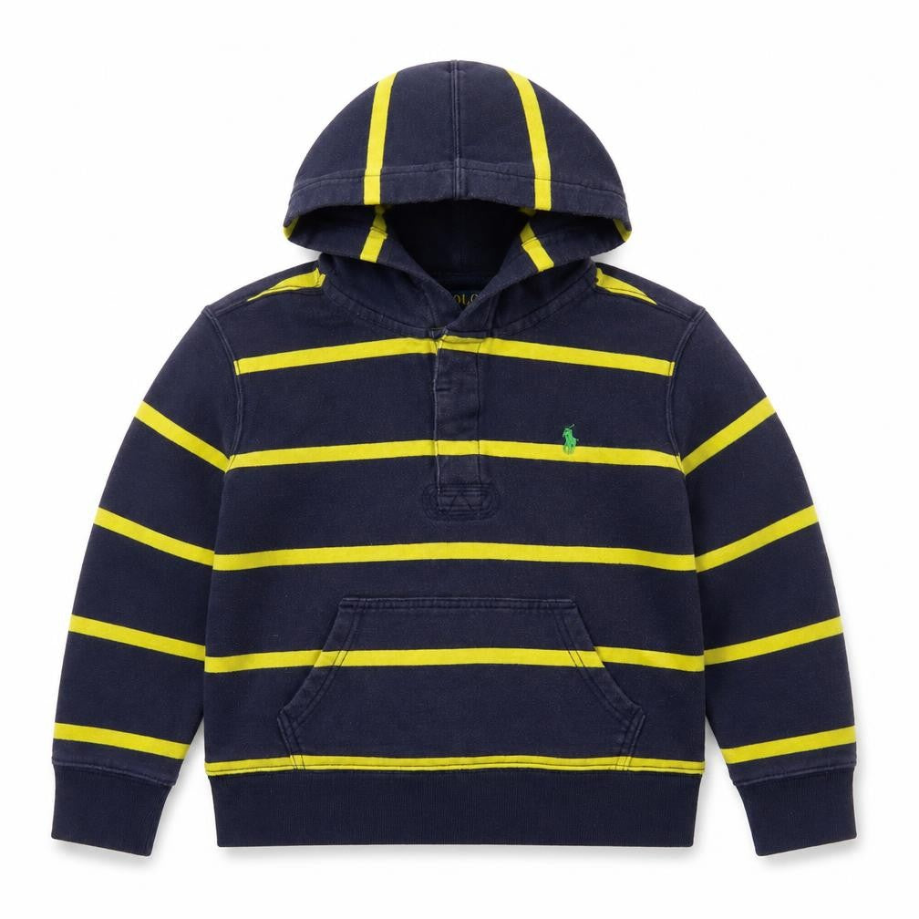 Polo Ralph Lauren Boys Blue Yellow Striped 1/4 Zip Hoodie M 10-12 Years