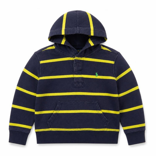 Polo Ralph Lauren Boys Blue Yellow Striped 1/4 Zip Hoodie M 10-12 Years