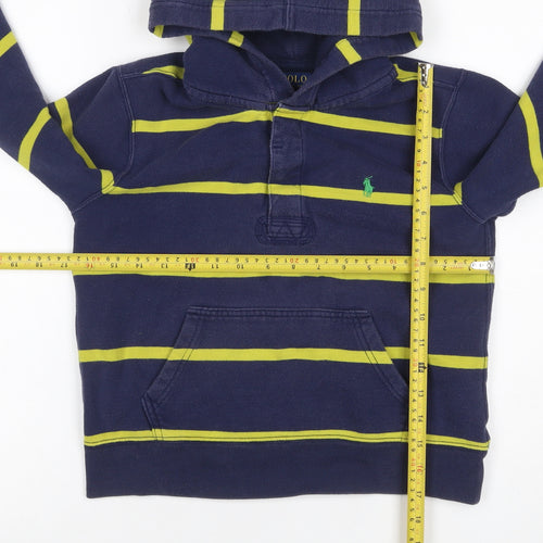 Polo Ralph Lauren Boys Blue Yellow Striped 1/4 Zip Hoodie M 10-12 Years