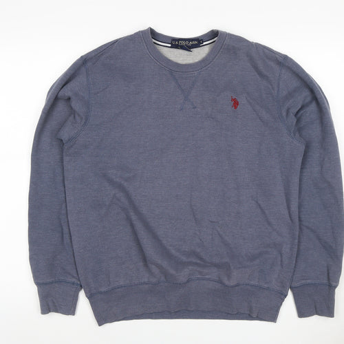 U.S. Polo Assn. Men’s Blue S Crew Neck Pullover Sweatshirt Logo