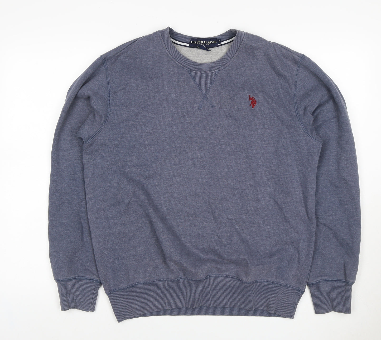 U.S. Polo Assn. Men’s Blue S Crew Neck Pullover Sweatshirt Logo