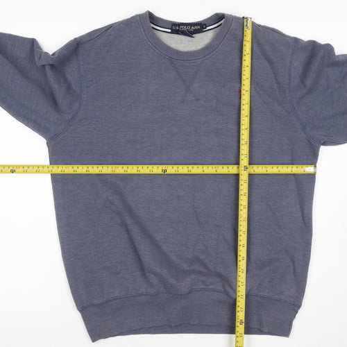 U.S. Polo Assn. Men’s Blue S Crew Neck Pullover Sweatshirt Logo