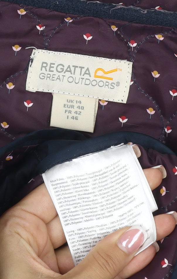 Regatta Women’s Blue UK 14 Quilted Mid-Length Jacket Floral Lined